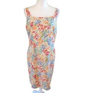 LOFT Multicolor Floral Sleeveless Sheath Dress Size 12